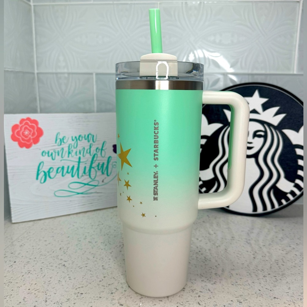 SOLD OUT Starbucks & Stanley 30oz Mint Green Gold Star Tumbler, Thailand